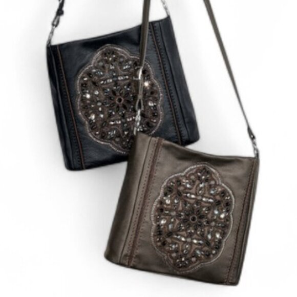 Brighton Anjulina Anju Black Beaded Soft Leather Bucket Shoulder Bag F147953 - Picture 16 of 16